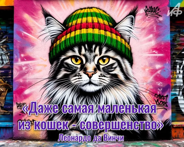 Цитата про котов от известных людей на открытке