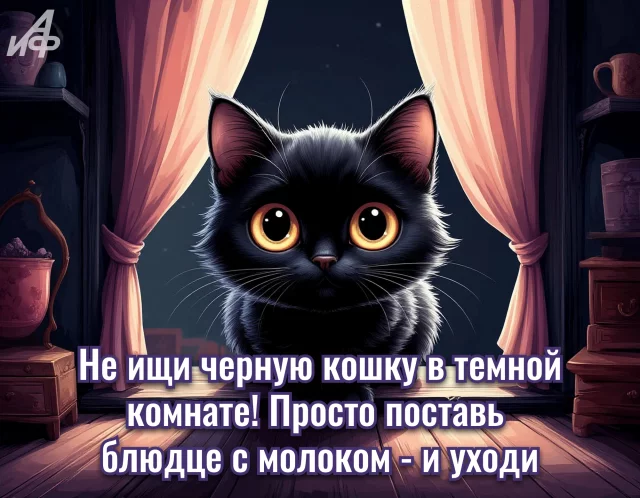 Кошачьи правила жизни на позитивной открытке