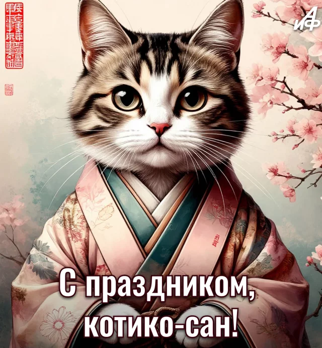 С Днем кошек открытка с пожеланием