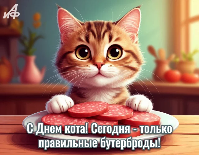 Душевные окрытки с Днем кота для любителей кошек