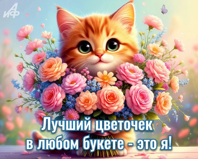 Забавная открытка с котэ для хорошего настроения