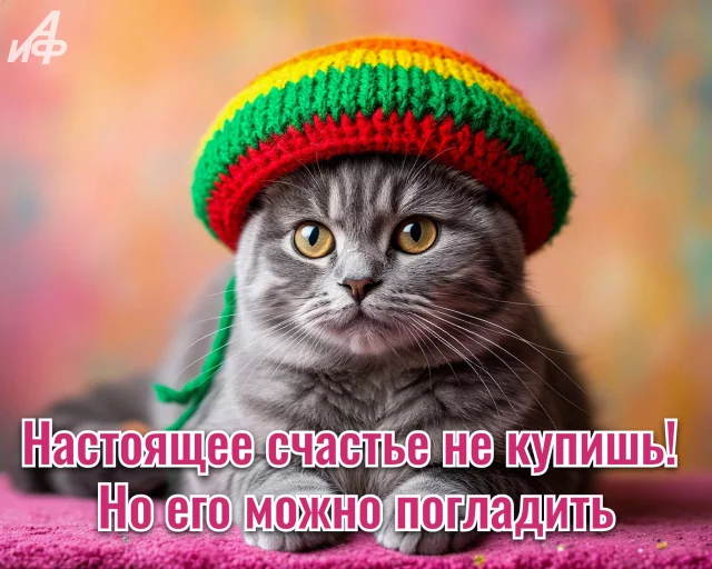 Правила жизни котика на красивой открытке