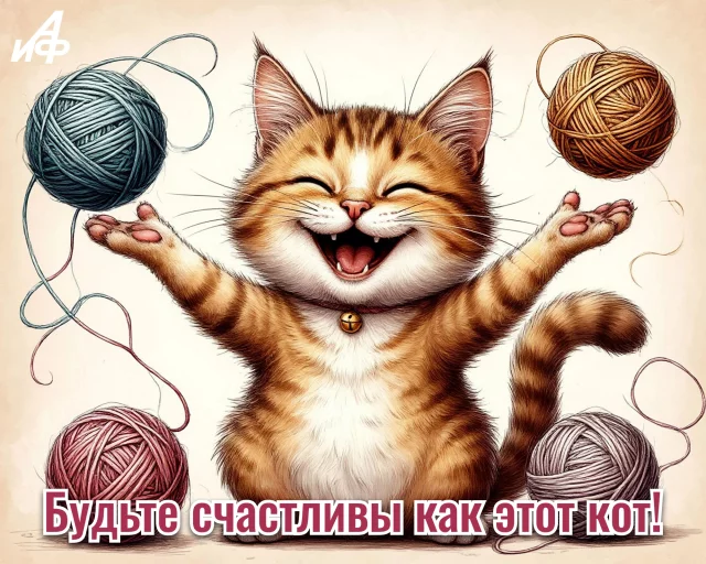 Правила жизни котика на красивой открытке