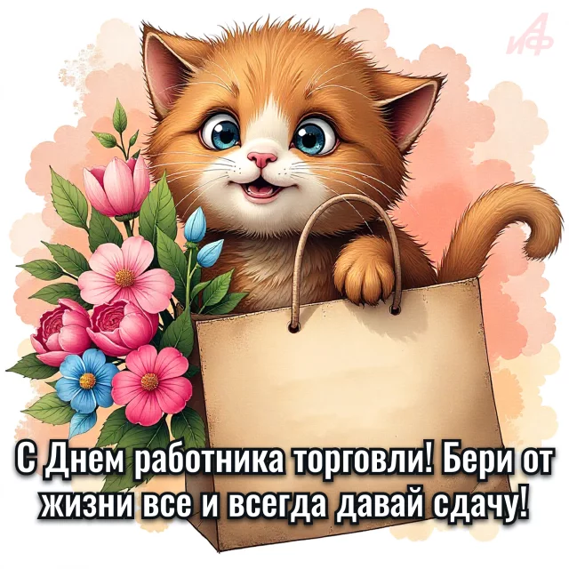 открытка с Днем работников торговли для продавца и кассира