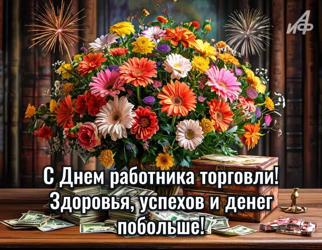 открытка ко Дню работников торговли для мессенджеров и соцсетей