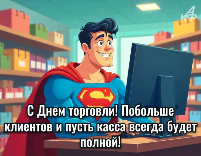 современная открытка с Днем работников торговли 2026