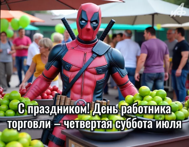 стильная открытка ко Дню работников торговли для коллег