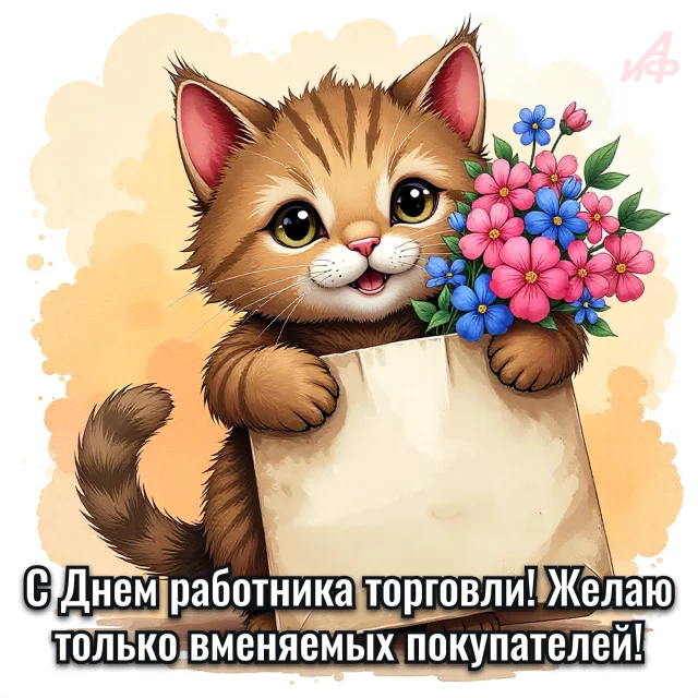 открытка ко Дню работников торговли для мессенджеров и соцсетей