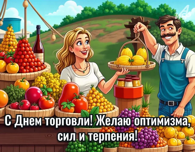 открытка с Днем работников торговли для коллектива магазина