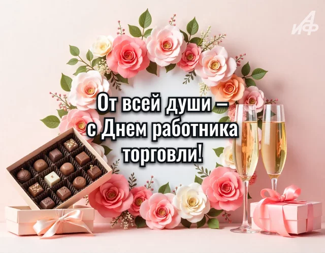 поздравительная открытка с Днем торговли для продавца