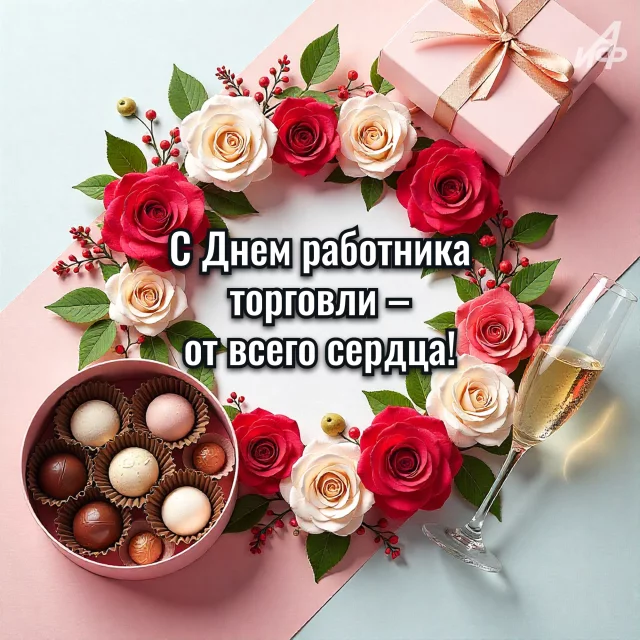 поздравительная открытка с Днем торговли для продавца