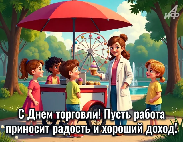 открытка с Днем работников торговли для коллектива магазина