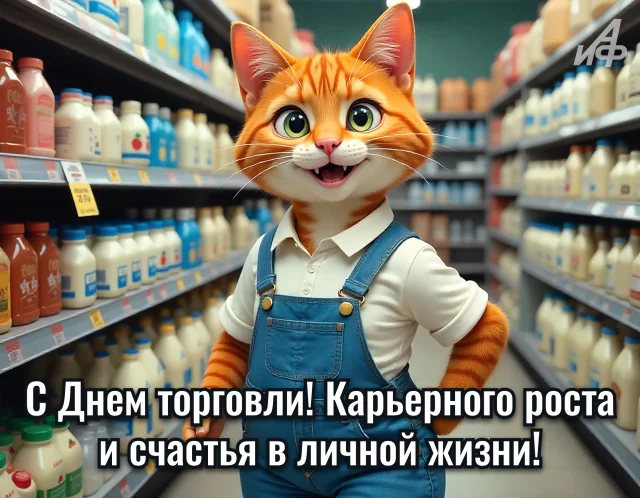 современная открытка с Днем работников торговли 2026