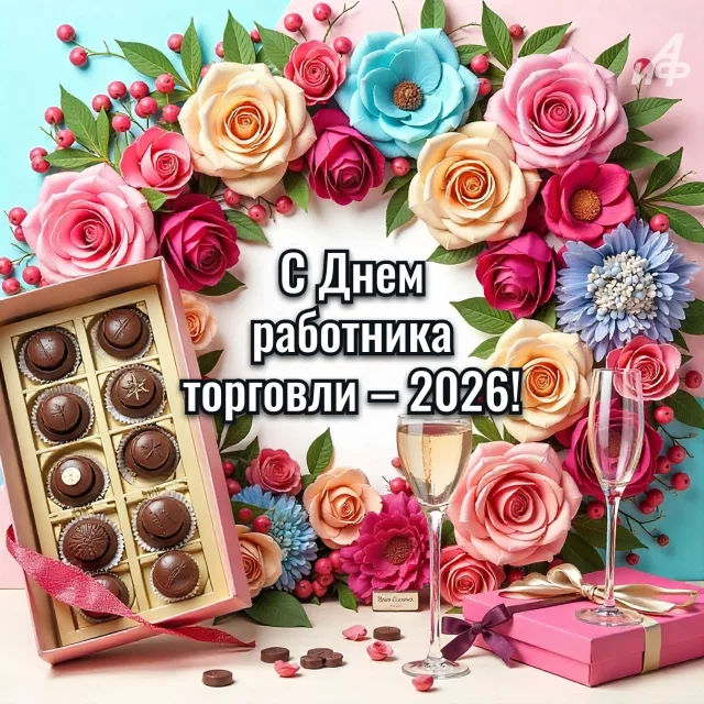 поздравительная открытка с Днем торговли для продавца