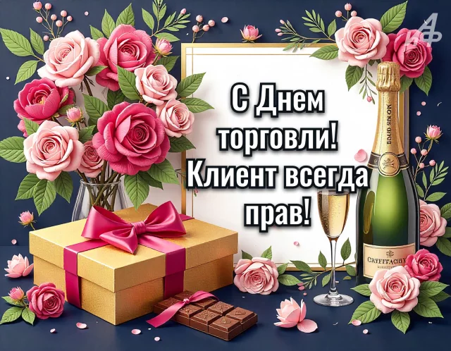 открытка с Днем работников торговли для коллектива магазина