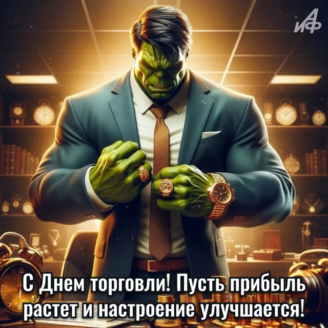 красочная открытка с Днем работников торговли