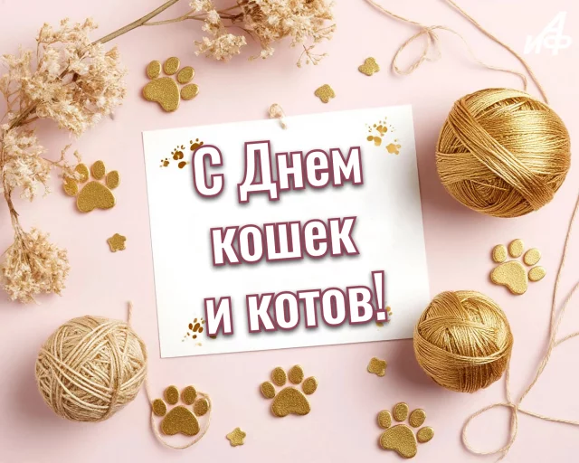 Праздничная открытка с Днем кошек