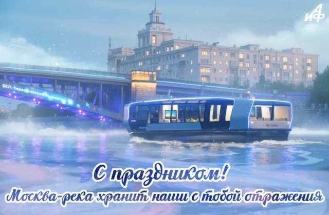 красивая картинка с Москвой-рекой для поздравления с праздником