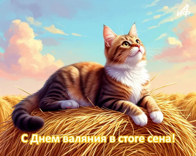 с днем валяния в стоге сена открытка