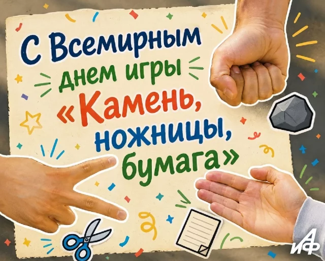 открытка камень ножницы бумага праздник