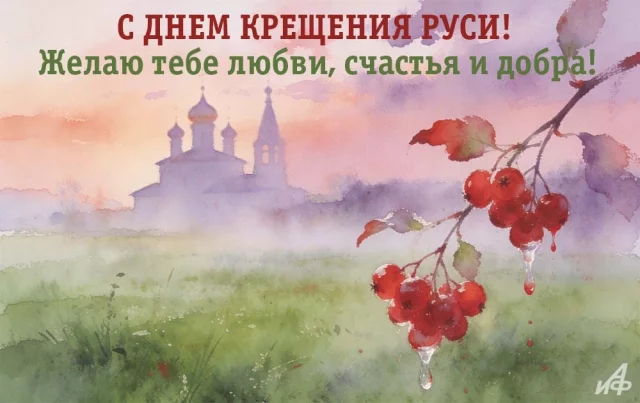 светлая открытка с Днем Крещения Руси