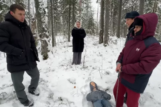 Во время следственного эксперимента.