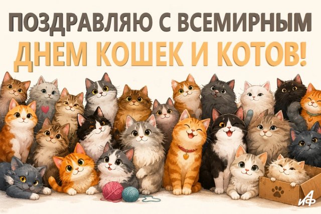 Праздничная картинка с котиками и кошками с Днем кошек