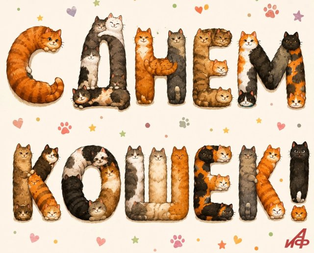 Праздничная картинка с котиками и кошками с Днем кошек