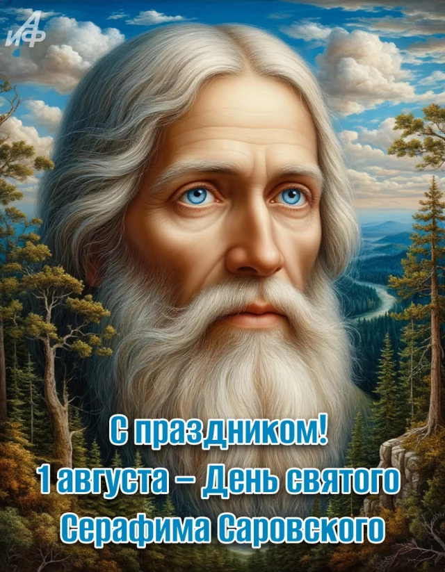 день святого Серафима Саровского красивая открытка 1 августа