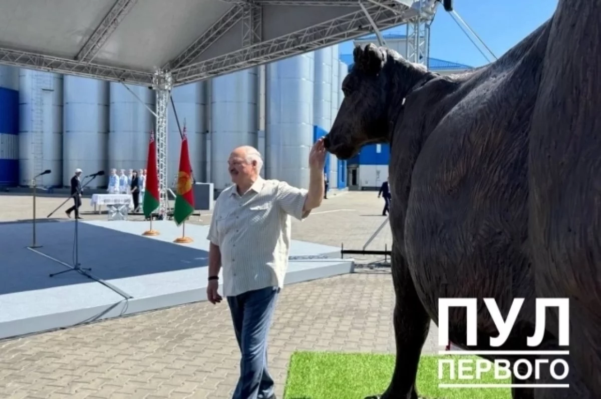 Лукашенко подарили скульптуру коровы