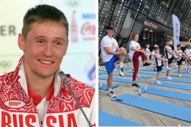 Российский лыжник, олимпийский чемпион Никита Крюков; Участники открытой тренировки на Воробьевых горах.