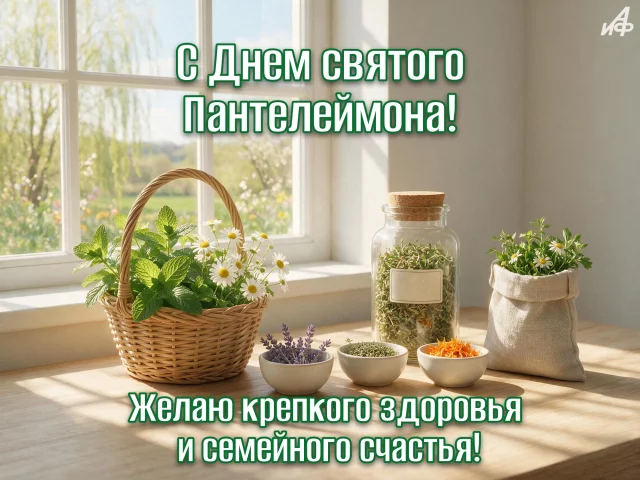 красивая открытка с Пантелеймоном целителем