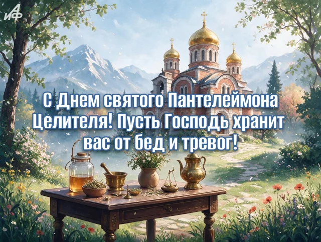 красивая открытка с Пантелеймоном целителем