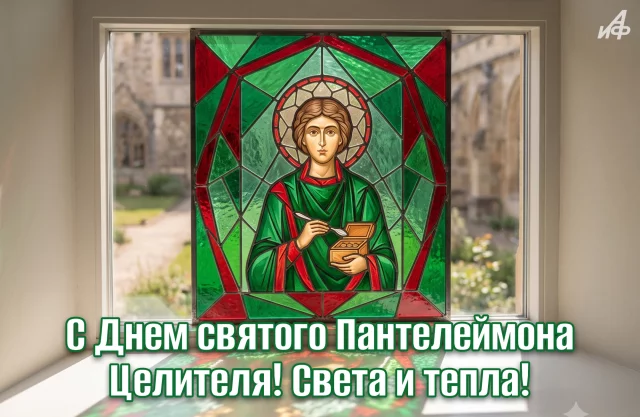 красивая открытка с Пантелеймоном целителем