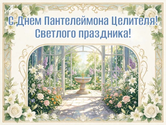 красивая открытка с Пантелеймоном целителем
