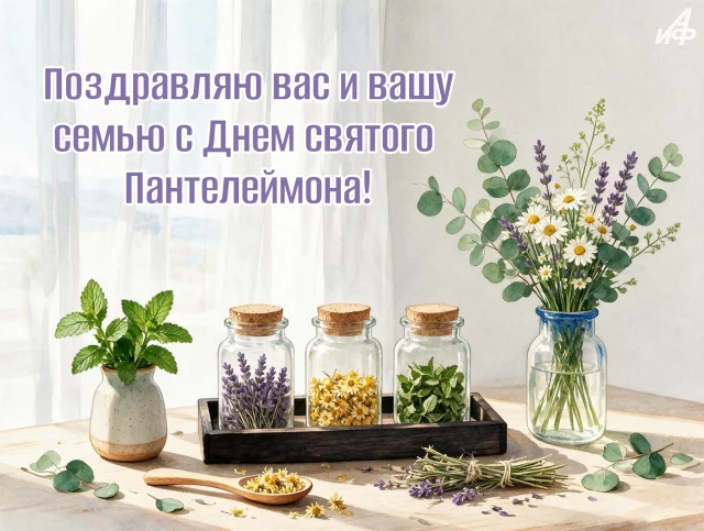 красивая открытка с Пантелеймоном целителем