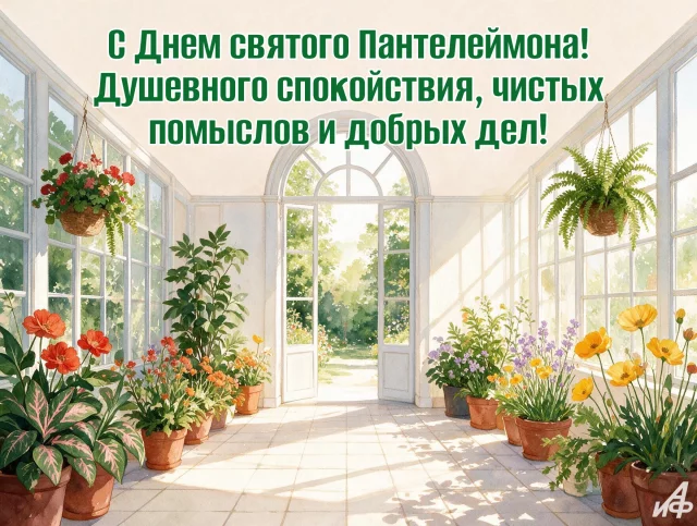 красивая открытка с Пантелеймоном целителем
