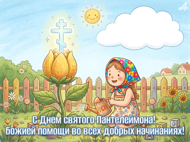 красивая открытка с Пантелеймоном целителем