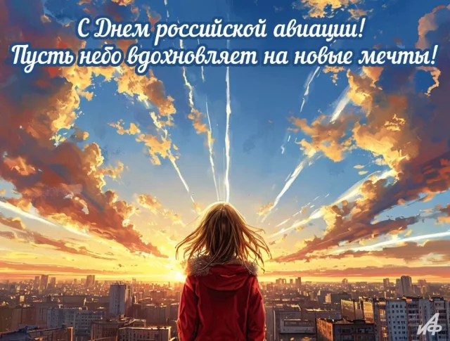 &nbsp;Яркая поздравительная открытка с Днем Воздушного Флота