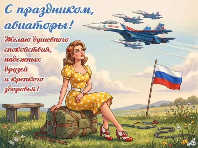 Открытка с Днем Воздушного Флота для работников авиации