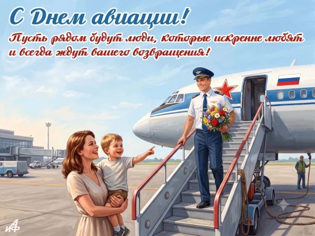 Открытка 16 августа с Днем Воздушного Флота России