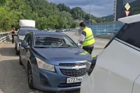 Волонтеры раздают воду в очередях на АЗС в Сочи.