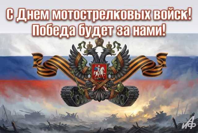 Открытка для друга-мотострелка с профессиональным праздником
