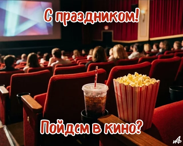 пойдем в кино праздничная открытка