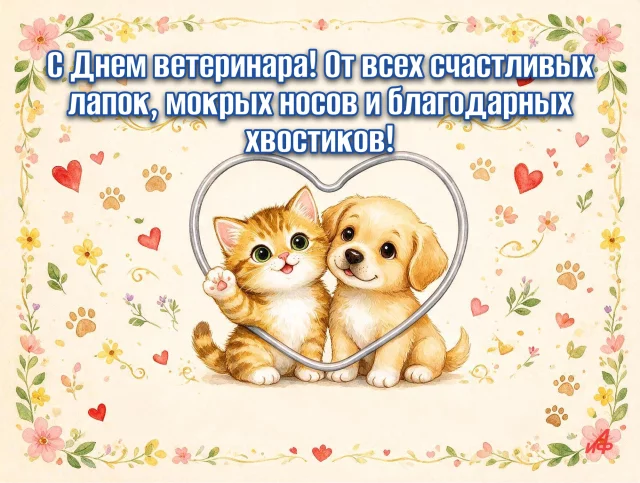 красивая картина в день ветеринара с котиком