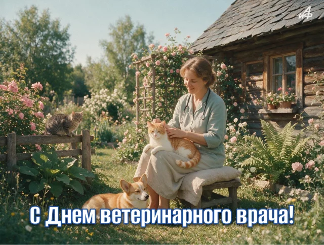 красивая картина с днем ветеринара с котиком