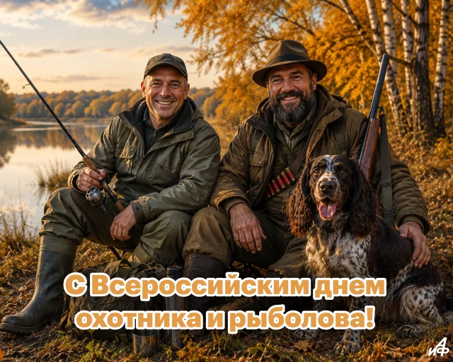 день рыбака и охотника 12 сентября открытка