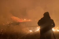 Пожар начался 7 сентября из-за возгорания сухой травы, огонь угрожал нескольким населенным пунктам.