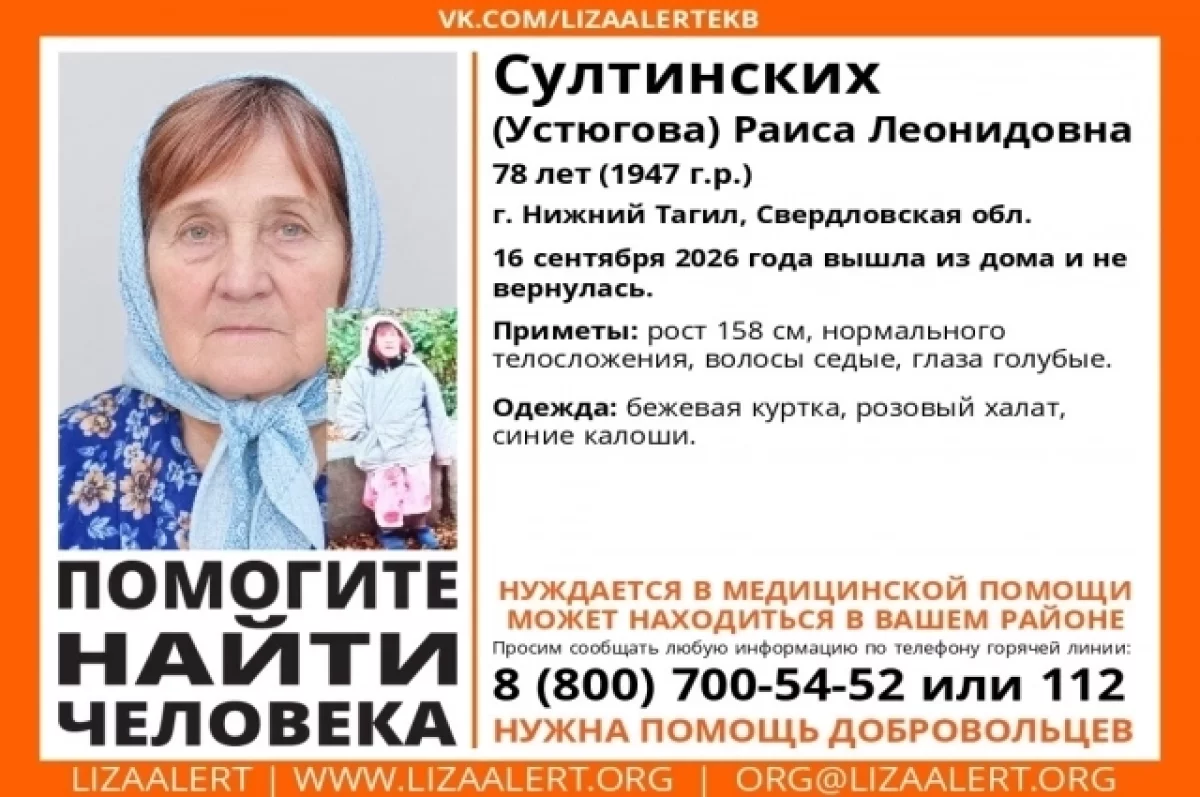 Под Нижнем Тагилом второй день ищут 78-летнюю бабушку