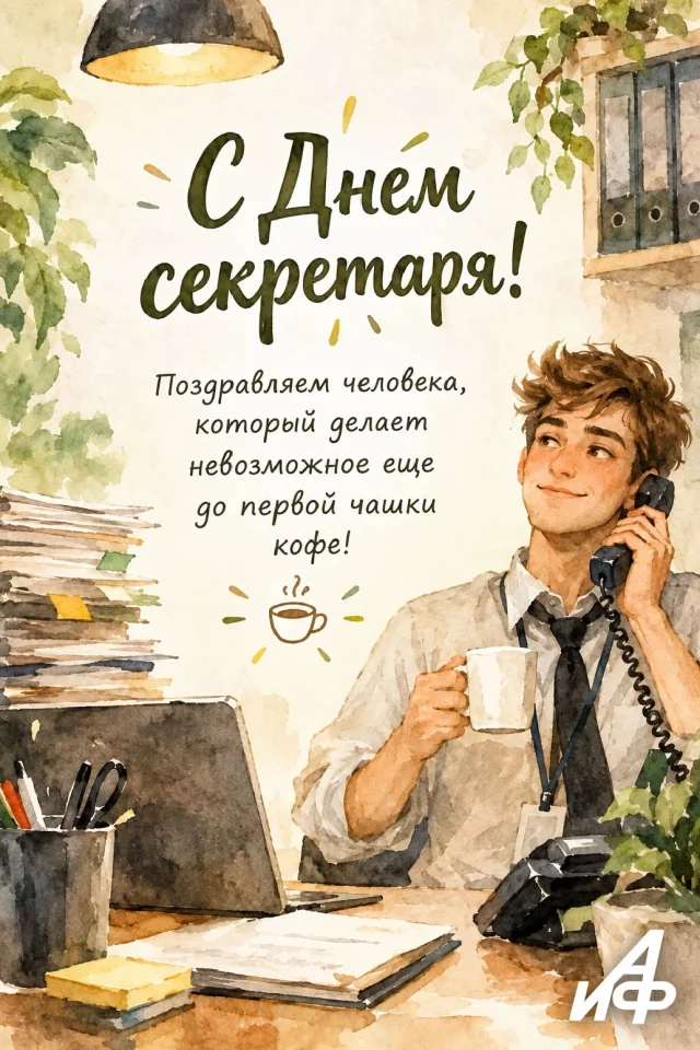 красивая открытка для секретарши